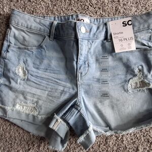 SO Light Blue Distressed Denim Shorts